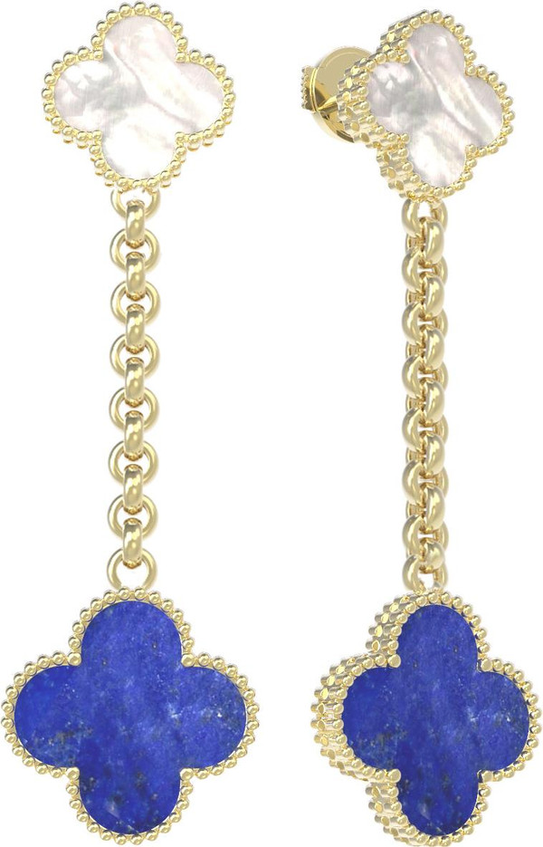 Серьги из лимонного золота c лазуритом и перламутром