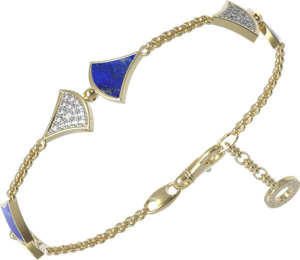 Браслет из лимонного золота c бриллиантами и лазуритом