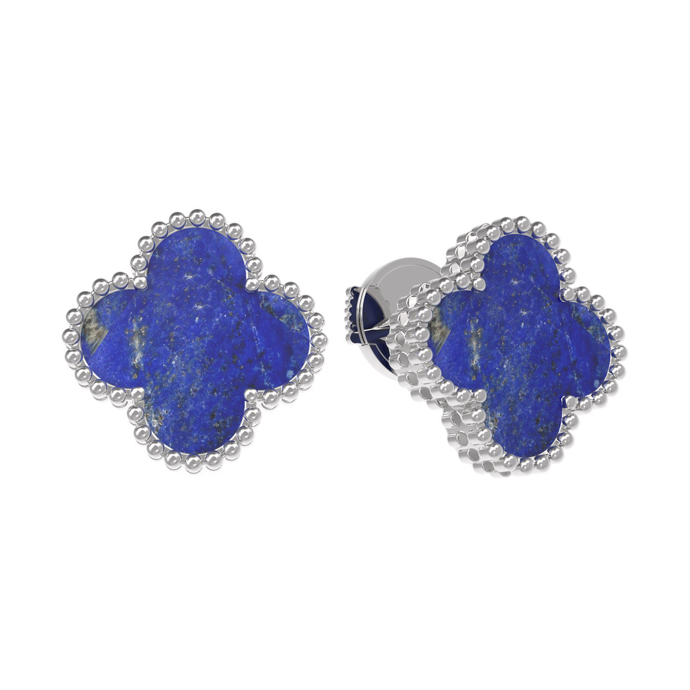 Серьги из белого золота c лазуритом