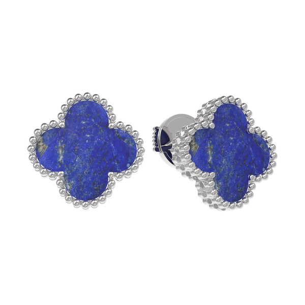 Серьги из белого золота c лазуритом