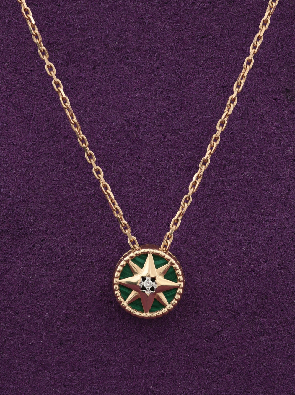 Колье из золота c бриллиантами и малахитом