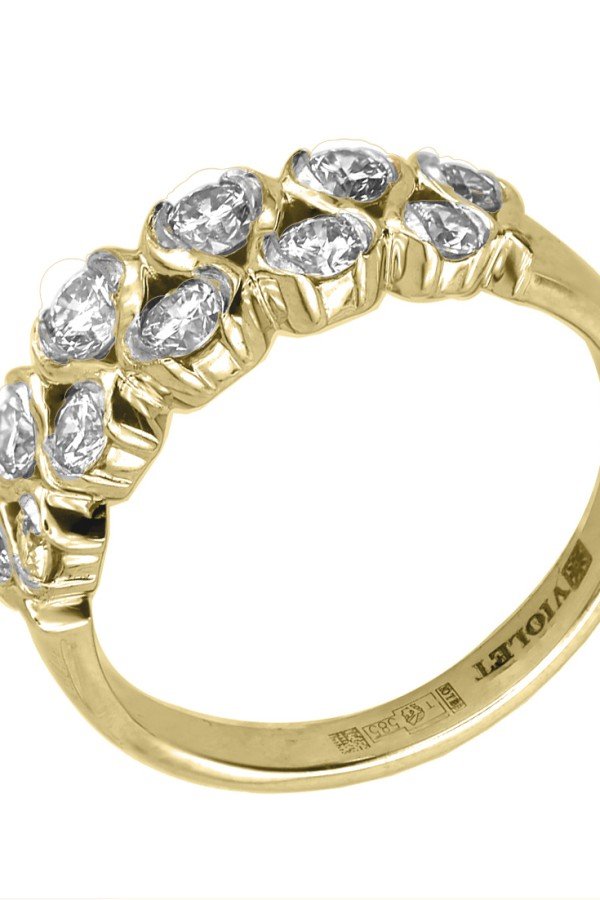 Кольцо из лимонного золота c бриллиантами