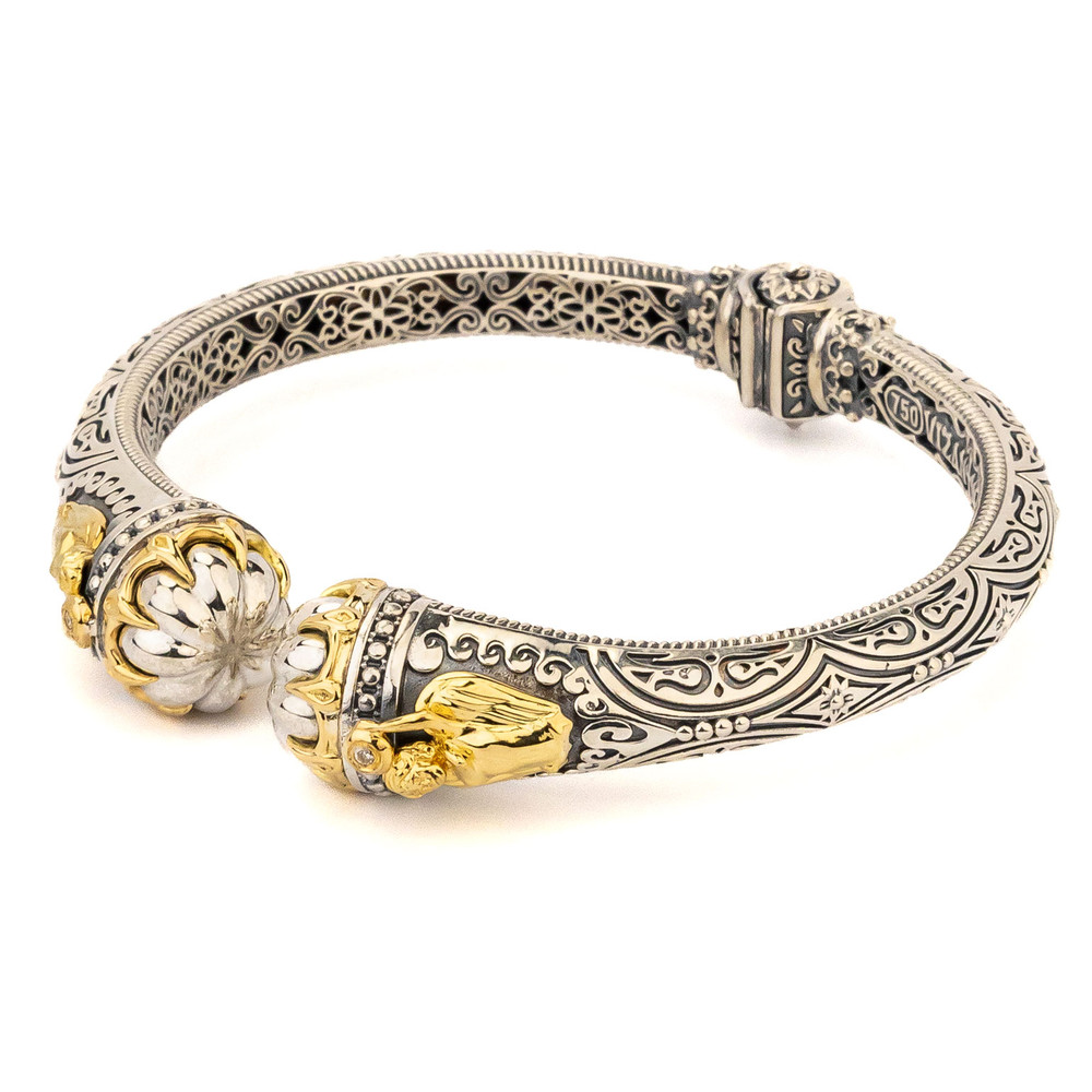 Браслет из серебра и золота c бриллиантами и рубином