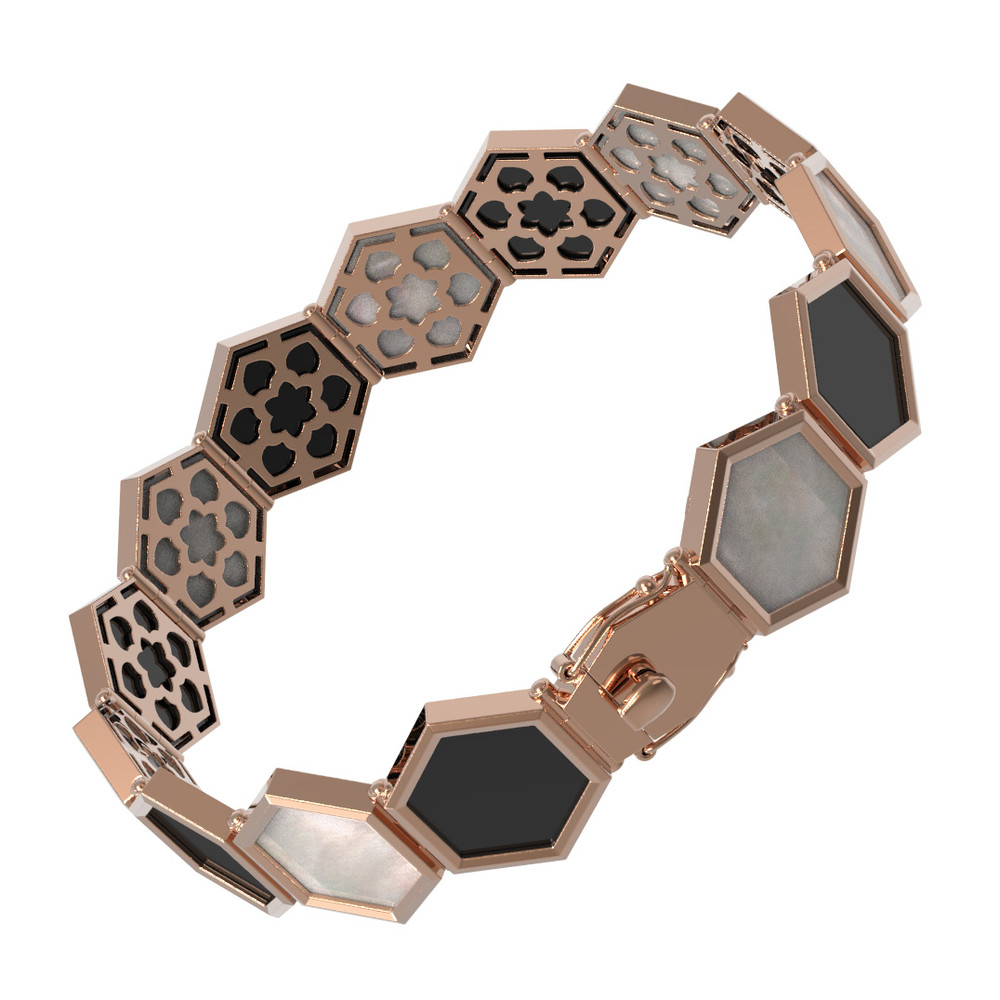 Браслет из золота c ониксом и перламутром