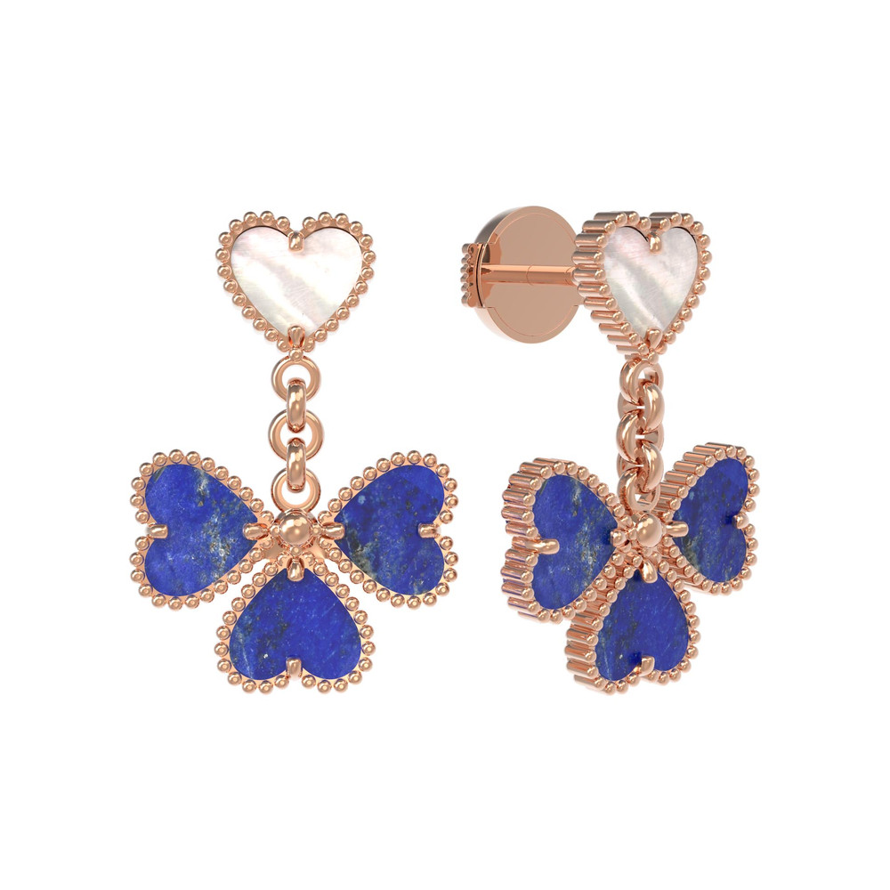 Серьги из золота c лазуритом и перламутром