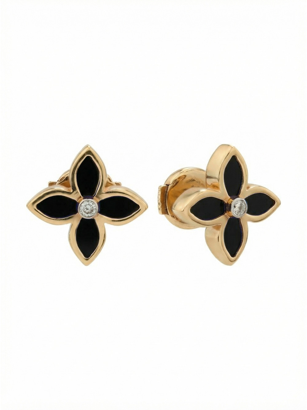 Серьги из золота c бриллиантами и ониксом