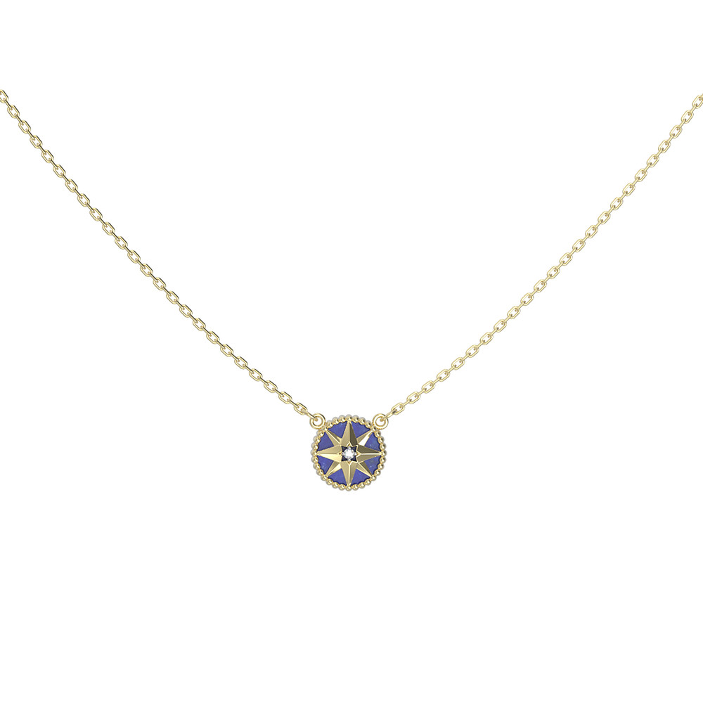 Колье из лимонного золота c бриллиантами и лазуритом