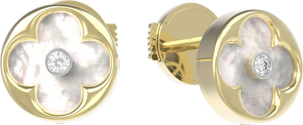 Серьги из лимонного золота c бриллиантами и перламутром