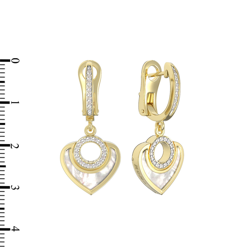 Серьги из лимонного золота c бриллиантами и перламутром