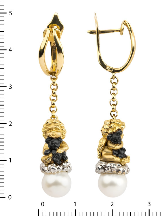 Серьги из лимонного золота c жемчугом