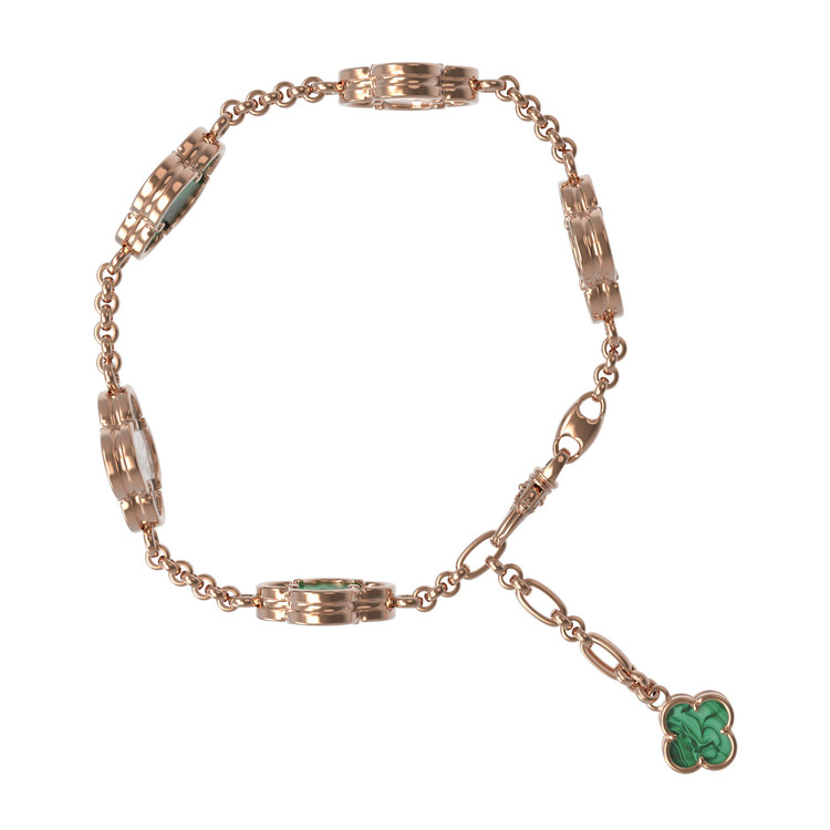 Браслет из золота c малахитом и перламутром