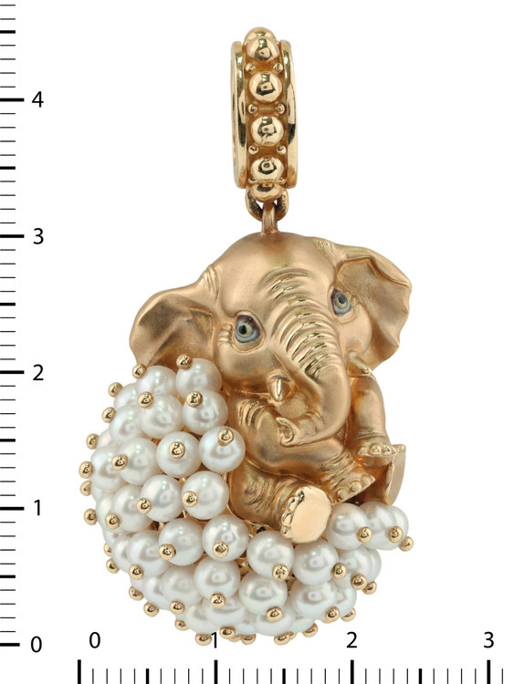 Подвеска из золота c эмаль и жемчугом