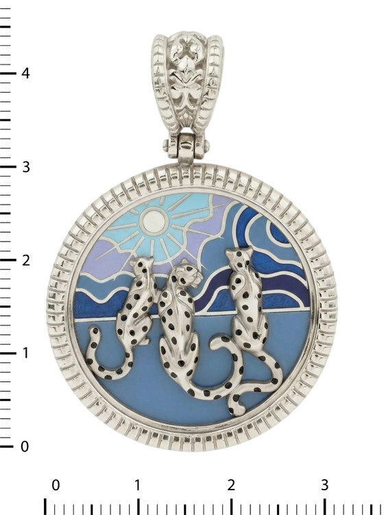 Подвеска из белого золота c эмаль