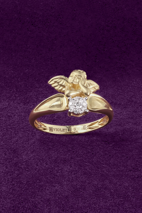 Кольцо из лимонного золота c бриллиантами