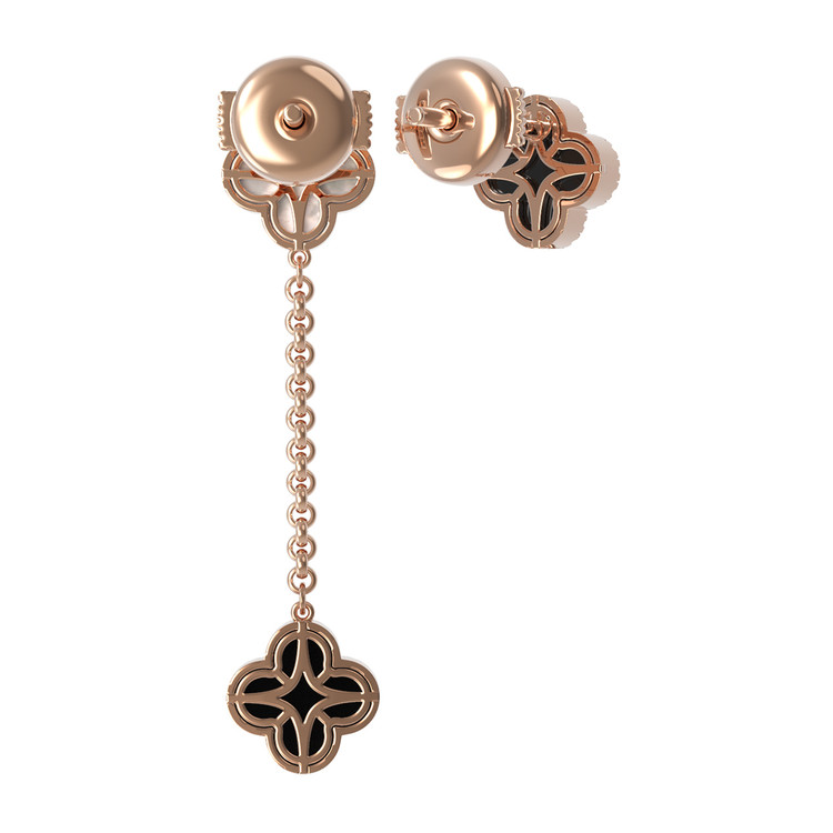 Серьги из золота c бриллиантами, ониксом и перламутром