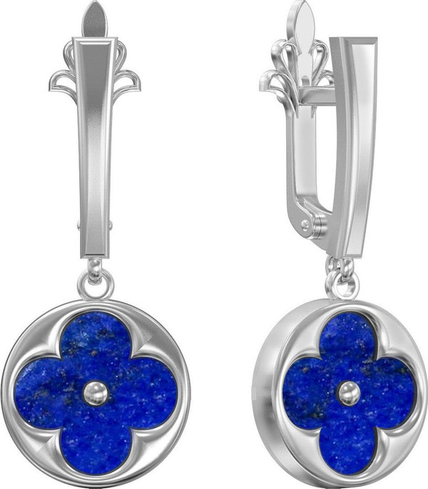 Серьги из белого золота c лазуритом