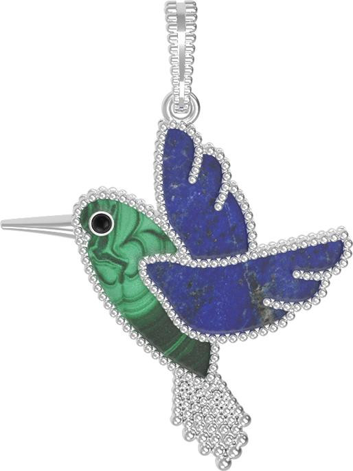 Подвеска из белого золота c эмаль , лазуритом и малахитом