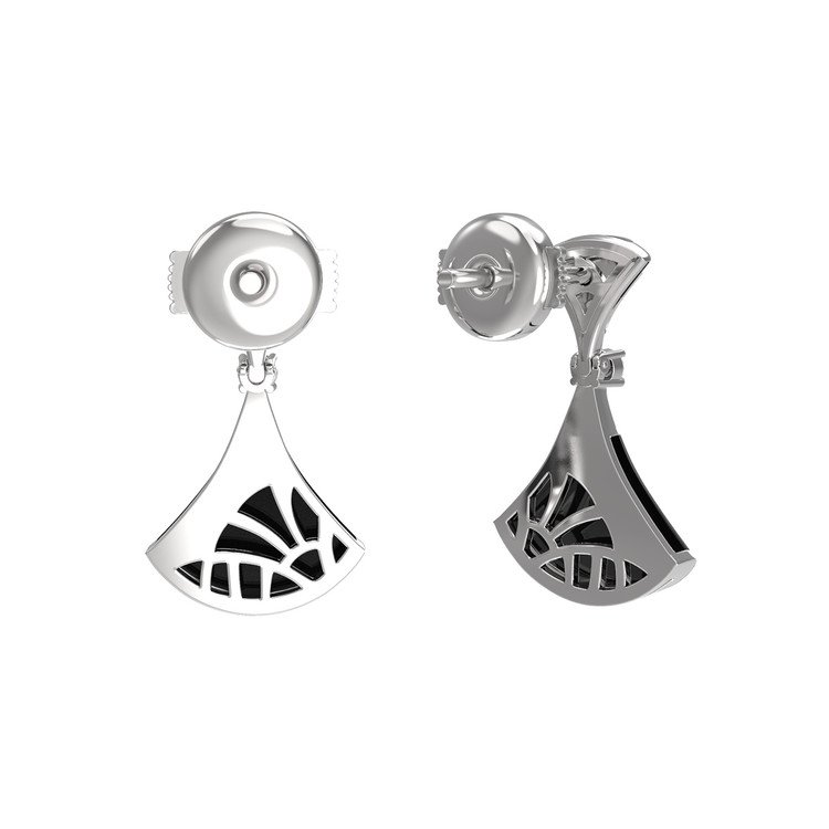 Серьги из белого золота c бриллиантами и ониксом