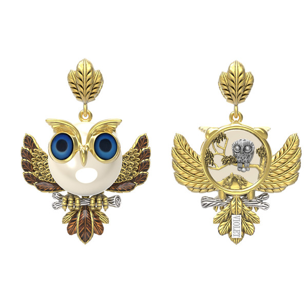 Подвеска из лимонного золота c эмаль и жемчугом