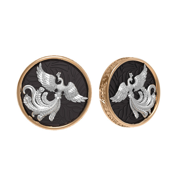 Серьги из золота c эбеновым деревом
