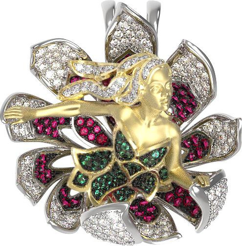 Подвеска из белого золота c фианитом