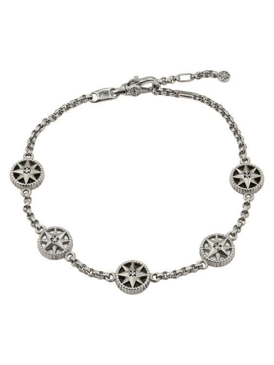 Браслет из белого золота c бриллиантами, ониксом и перламутром