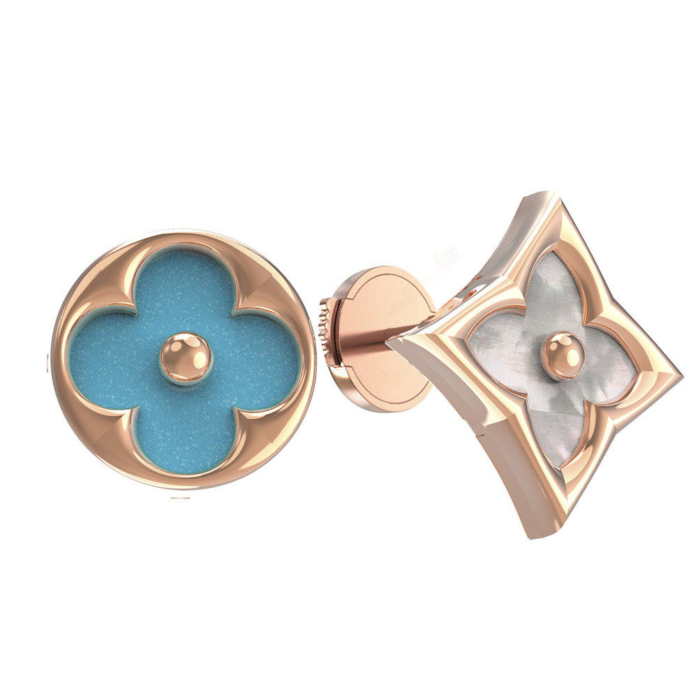 Серьги из золота c бирюзой и перламутром