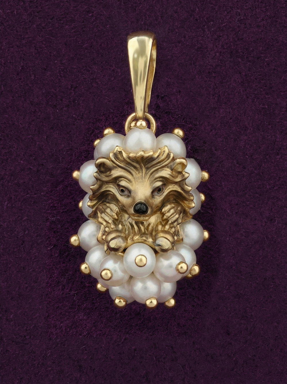 Подвеска из лимонного золота c эмаль и жемчугом