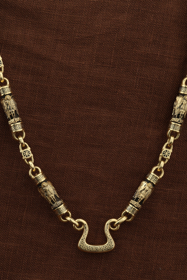 Цепь из лимонного золота c эмаль и эбеновым деревом