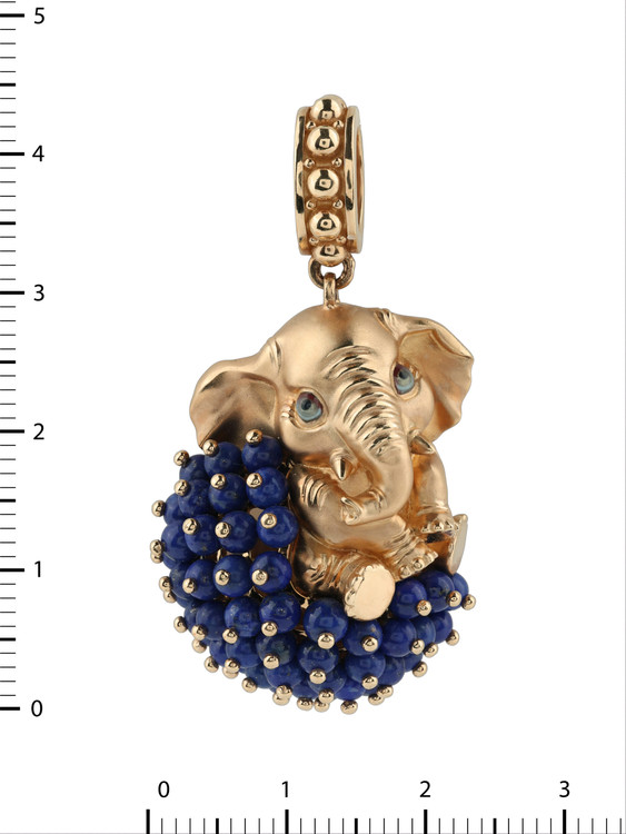 Подвеска из золота c эмаль и лазуритом