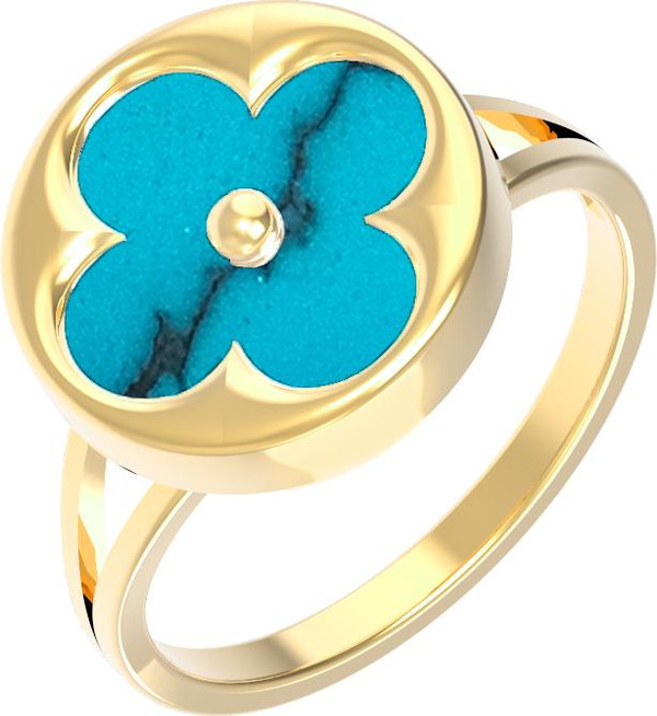 Кольцо из лимонного золота c бирюзой
