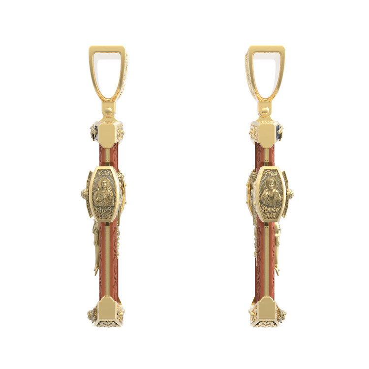 Крест из лимонного золота c деревом груши