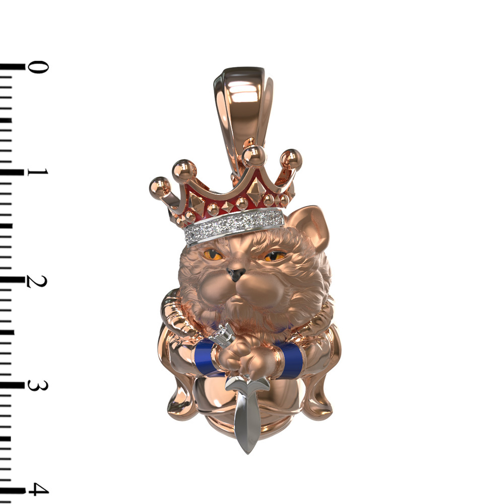 Подвеска из золота c эмаль , бриллиантами и рубином