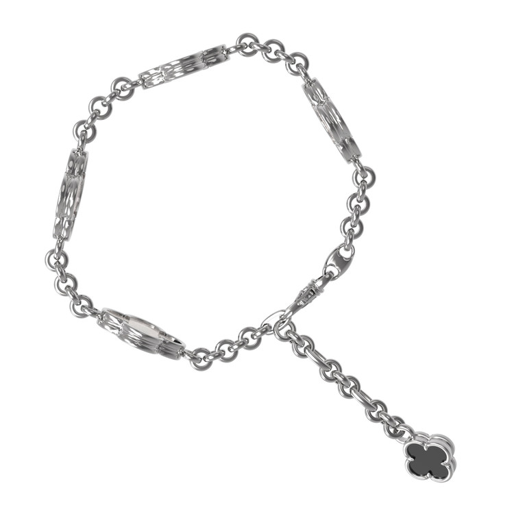 Браслет из белого золота c ониксом и перламутром