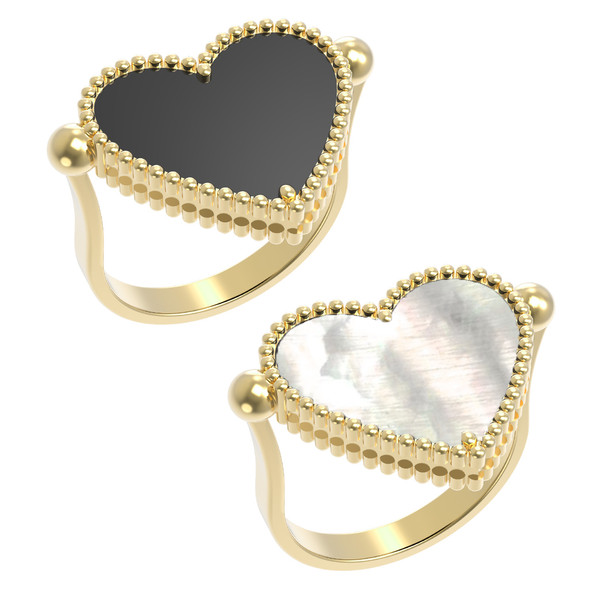 Кольцо из лимонного золота c ониксом и перламутром