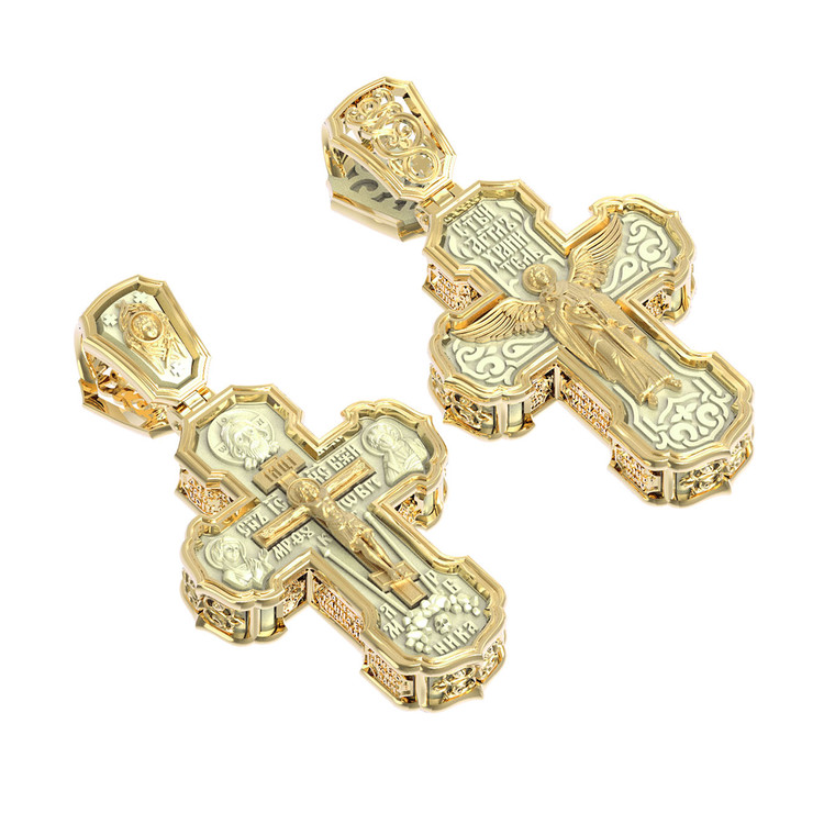 Крест из лимонного золота c бивнем мамонта