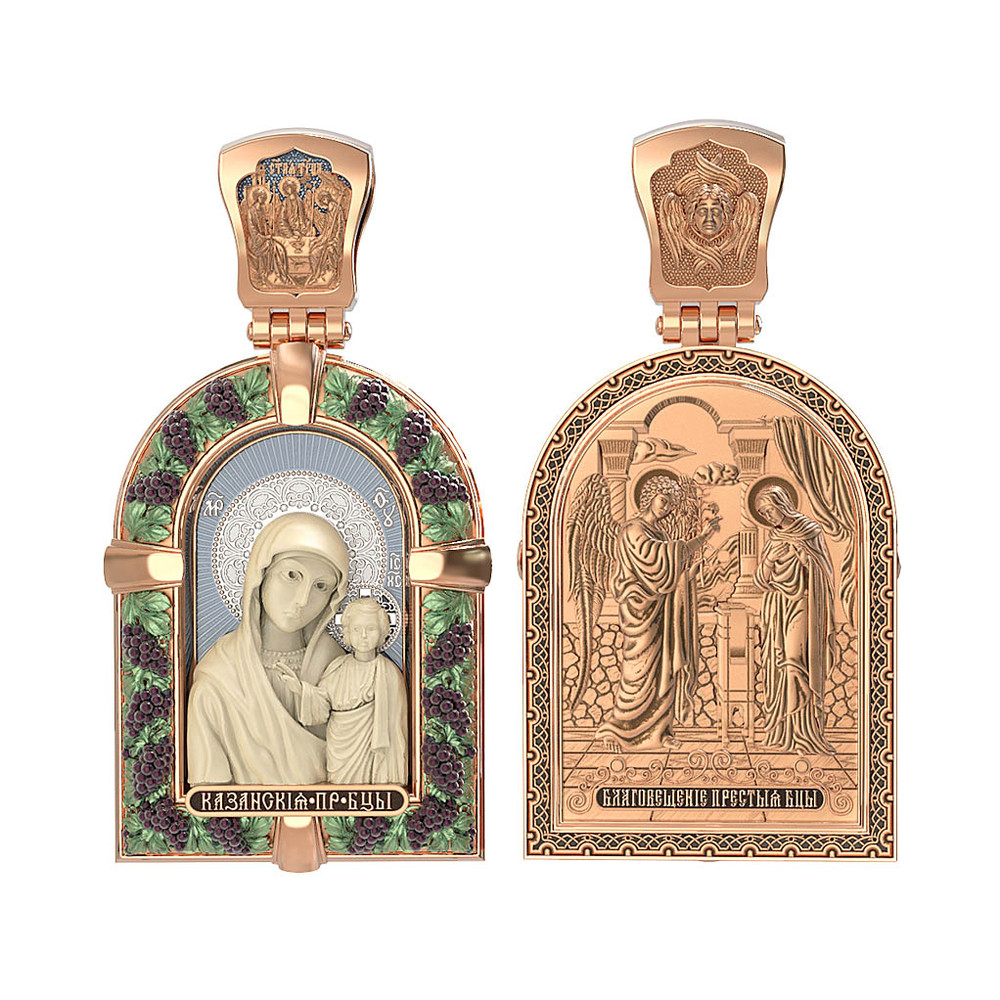 Образок из золота c эмаль и бивнем мамонта