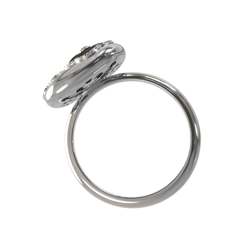 Кольцо из белого золота c бриллиантами и ониксом