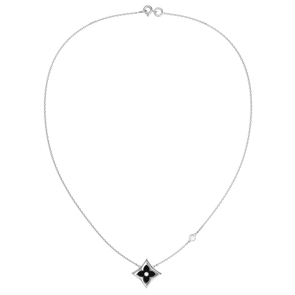 Колье из белого золота c бриллиантами и ониксом