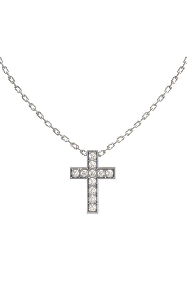 Крест из белого золота c бриллиантами