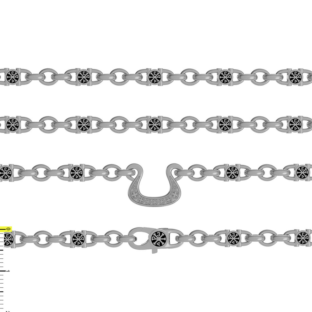 Цепь из белого золота c эмалью