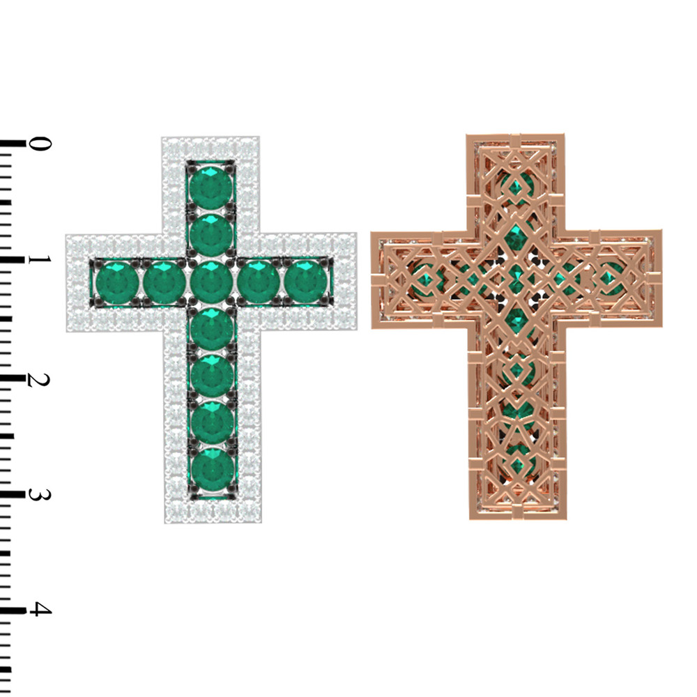 Крест из золота c бриллиантами и изумрудом
