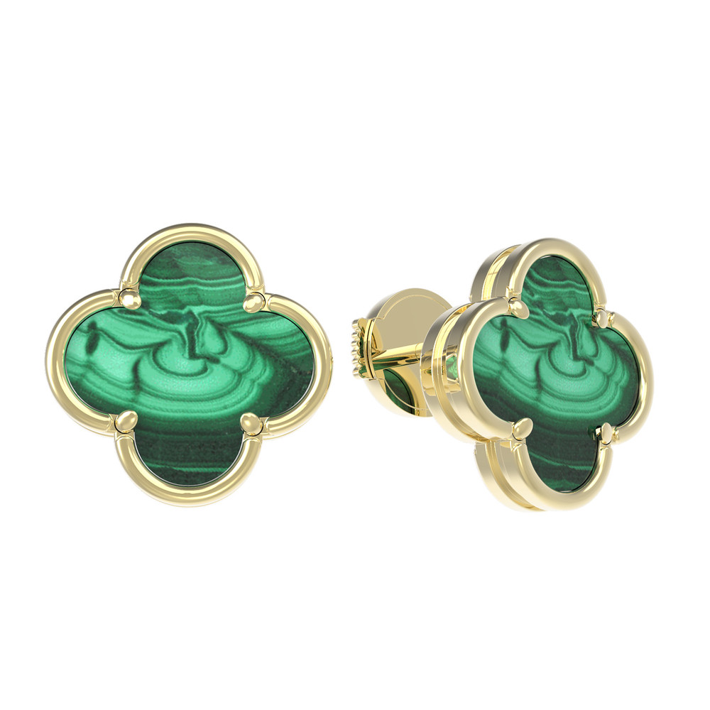 Серьги из лимонного золота c малахитом