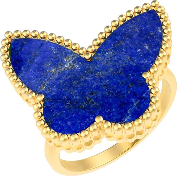 Кольцо из лимонного золота c лазуритом