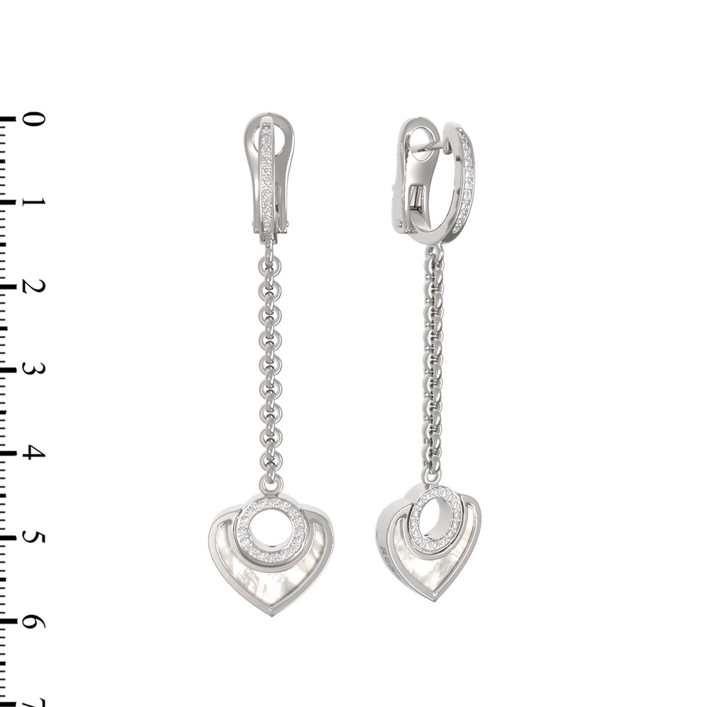 Серьги из белого золота c бриллиантами и перламутром