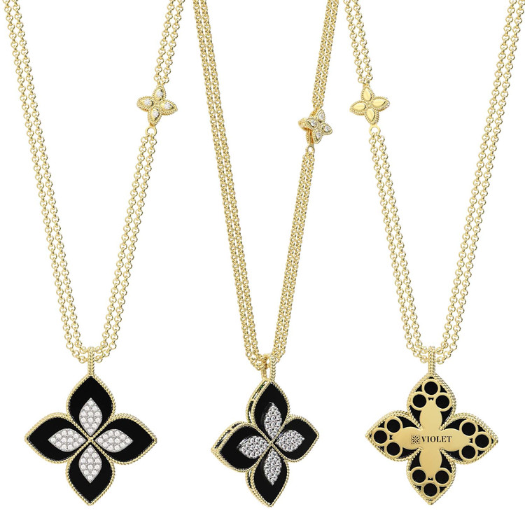 Колье из лимонного золота c бриллиантами и ониксом