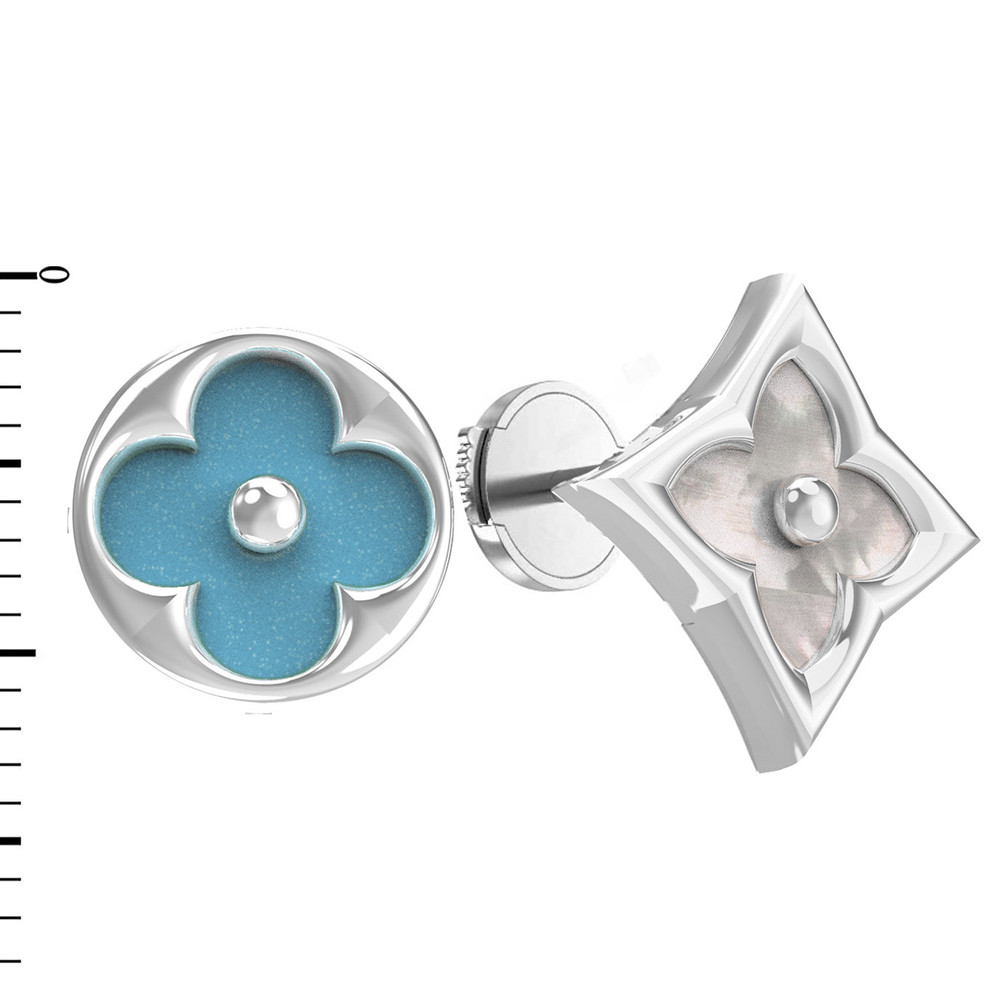 Серьги из белого золота c бирюзой и перламутром