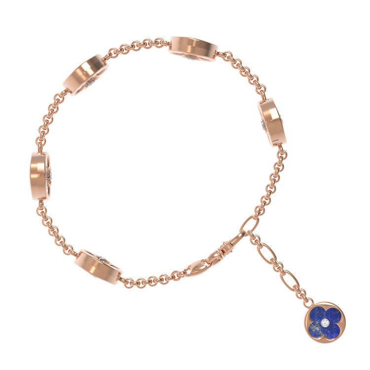 Браслет из золота c бриллиантами, лазуритом и перламутром