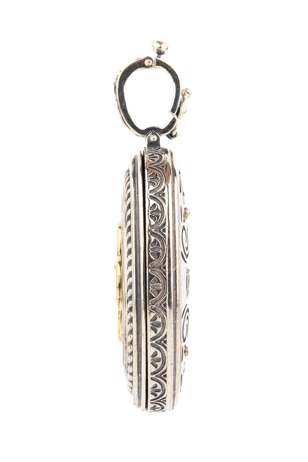 Подвеска из серебра и золота c ониксом и рубином