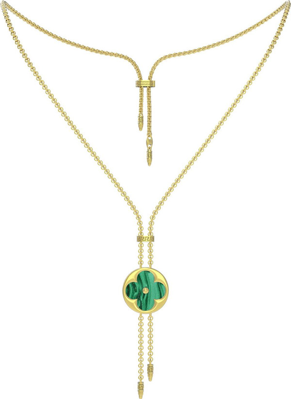 Колье из лимонного золота c малахитом и перламутром